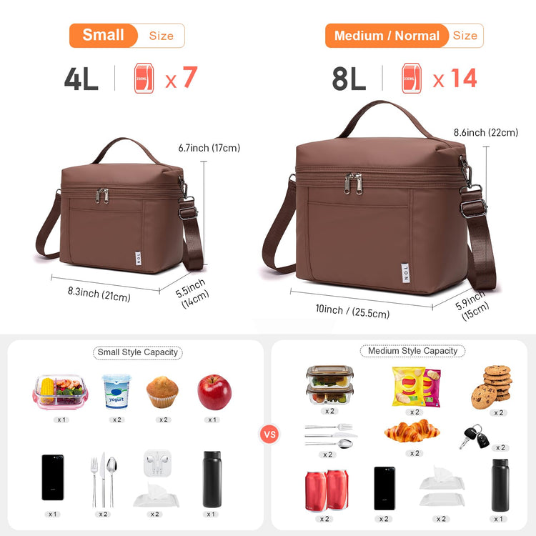 NOL 4 Liters Small Insulated Lunch Bags for Women Cooler Bag Lightweight Nylon Waterproof Lunch Box For Work （Small