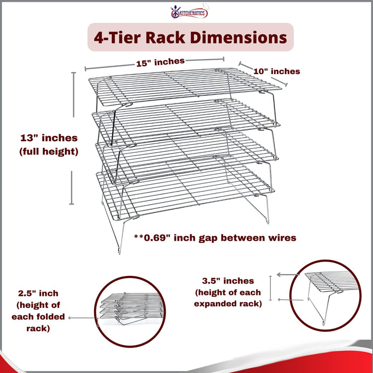 4 Tier Stackable Cooling Racks for Baking