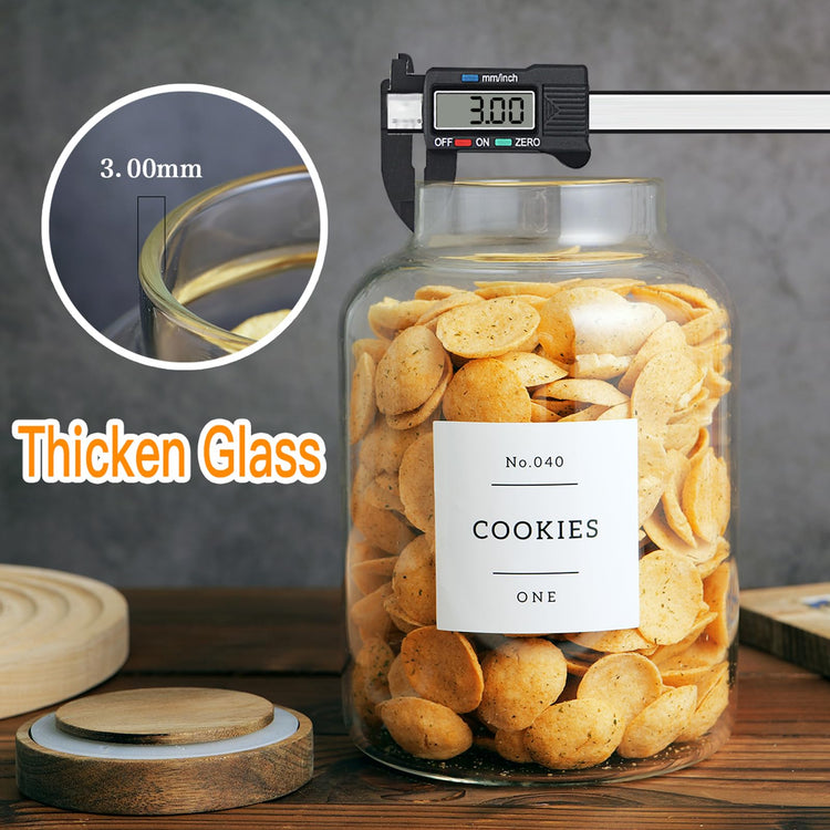 Set Of 2 Large Glass Jar with Wooden Lid with 132 Labels (2 Count)