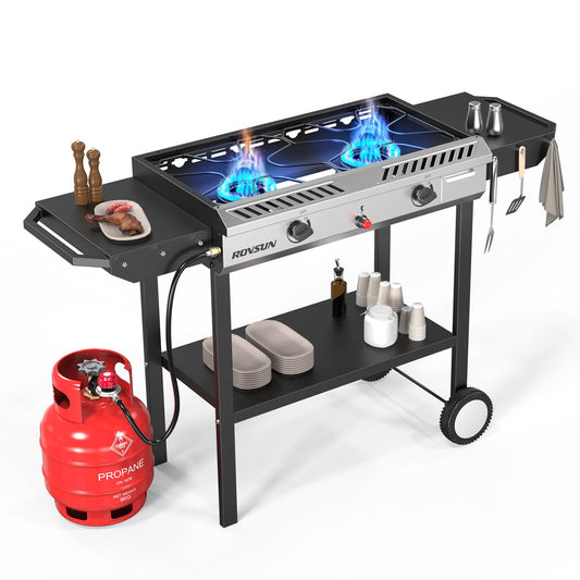 2 Burner Outdoor Propane Gas Stove with Auto