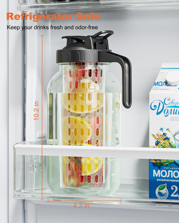 64oz (2quart) Mason Jar Pitcher, Glass Pitcher with Lid for Tea & Cold Brew