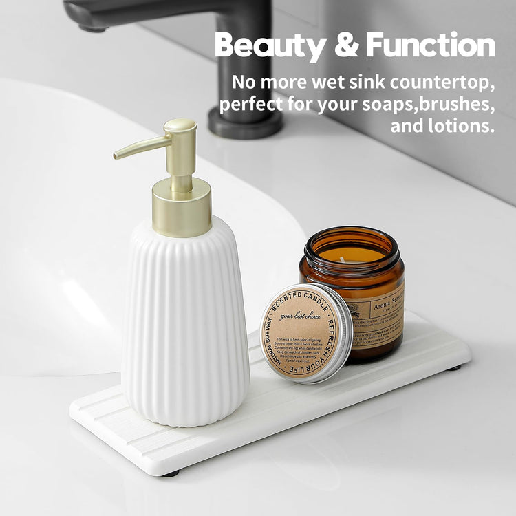 2PCS Diatomite Quick Stone Drying Tray Mat for Bathroom & Kitchen Counter (2 Count)