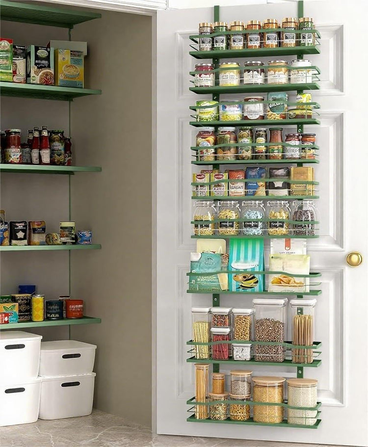 Sage Green 9 Tier Over The Door Pantry Organizer