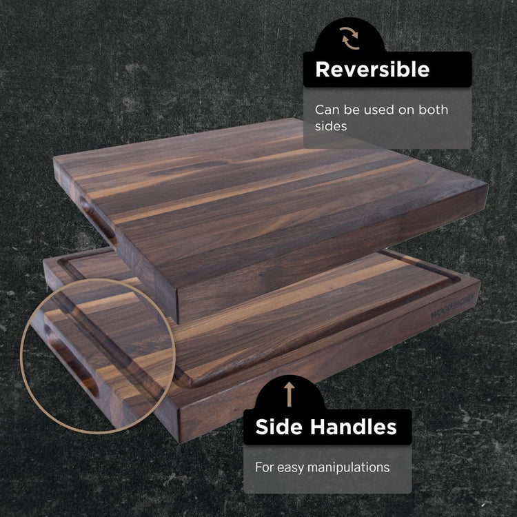 Extra Large XL Cutting Board from American Walnut - Heavy Reversible Butcher Block with Juice Groove for Cutting Meat and Juicy Veggies Easily - Walnut Chopping Board - 24x18x1.5"