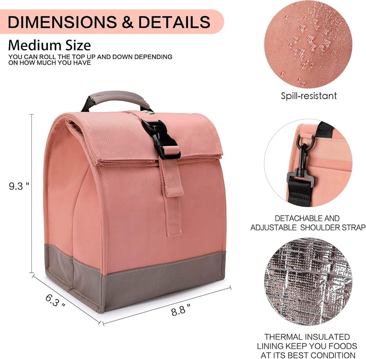 Insulated Lunch Bag Rolltop Lunch Box