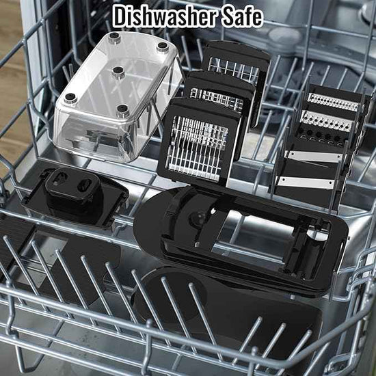 12 Blade All-in-1 Vegetable Chopper Mandoline Slicer with Container, Spiralizer with Containers, Food Chopper, Onion Chopper, Veggie Cutter for Salad, Kitchen Gadgets Accessories Essentials, Black