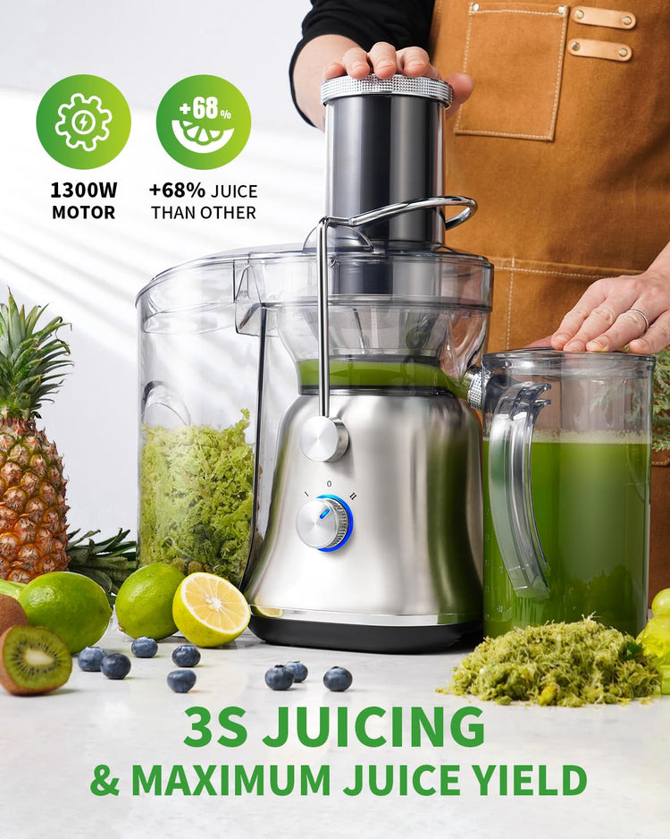 1300W Powerful Juicer Machines with Larger 3.4" Feed Chute 56oz Jug