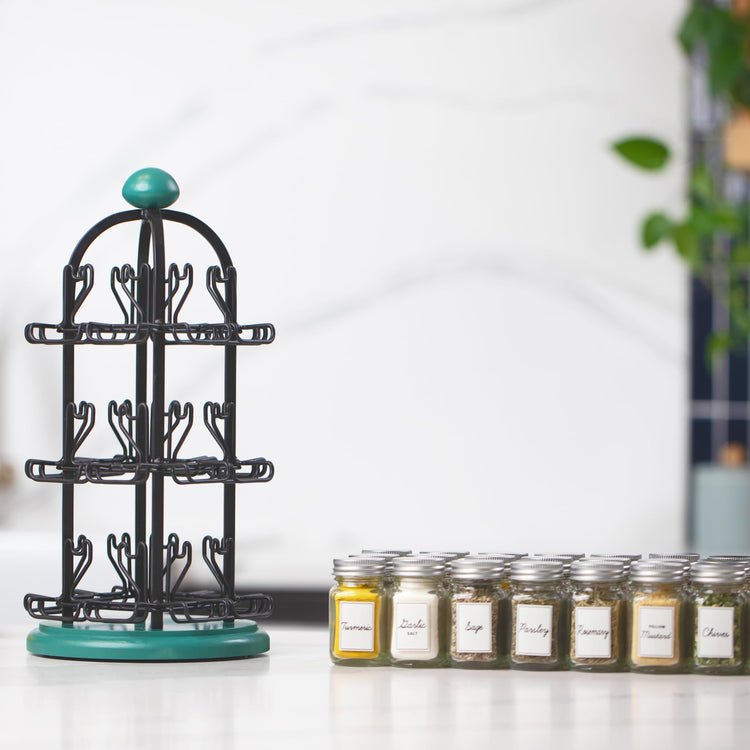 Adrinova 24 Jar Rotating Spice Rack with Spices Included & 5