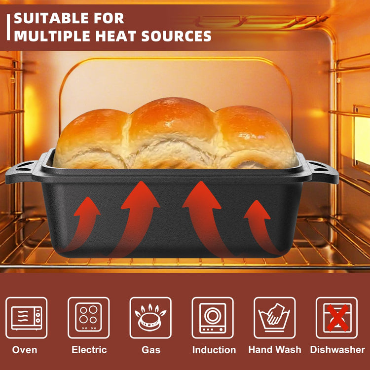 9×5 Inch Cast Iron Loaf Pan with Lid (2 Count)