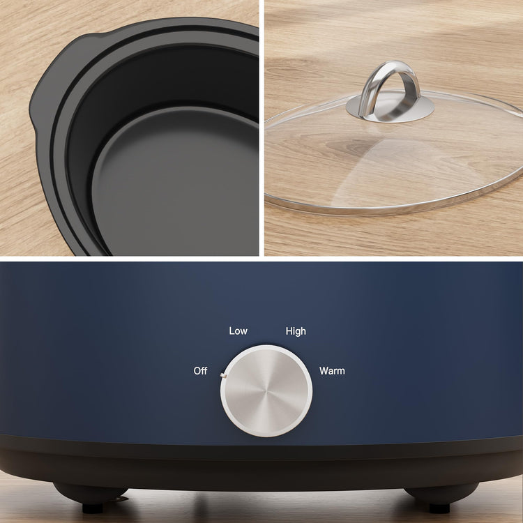 4 Quart Slow Cooker & Mini Food Warmer with 3 Heating Settings