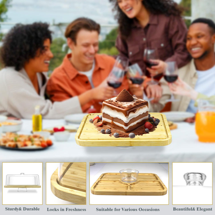 Bamboo Cake Stand with Lid