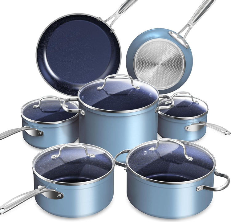 Healthy Duralon Blue Ceramic Nonstick Cookware Set