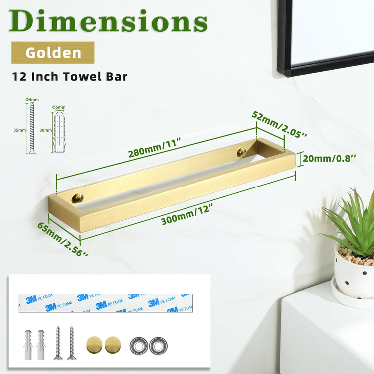 Hand Towel Holder Towel Bar for Bathroom Wall Mounted 12 Inch