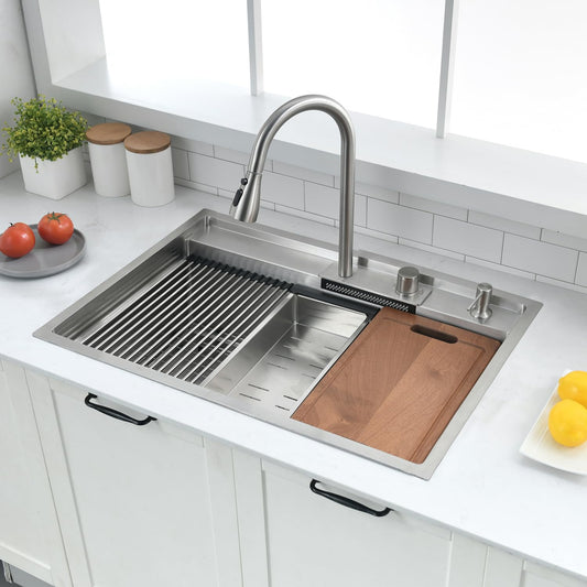 30 inch Drop in Kitchen Sink with Faucet Combo
