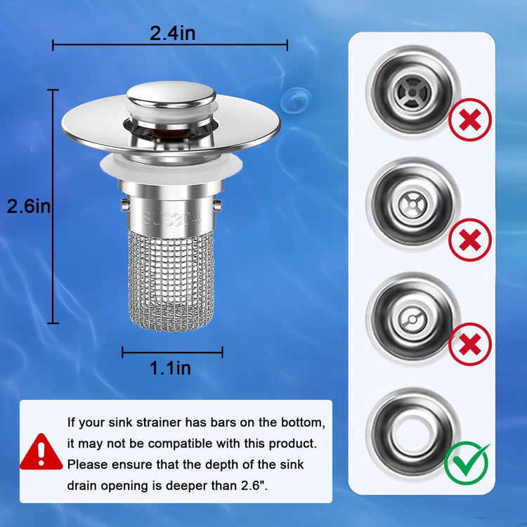 Bathroom Sink Drain Strainer (2 Count)