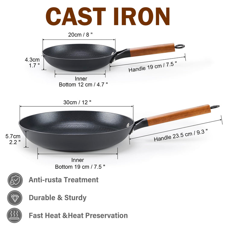 Cast Iron 8 12 Inch Nonstick Skillets (2 Count)