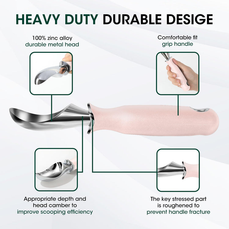 Premium Heavy Duty Ice Cream Scoop with Ergonomic Grip Handle