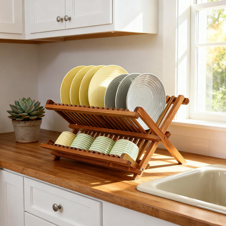 Teak Wood Dish Drying Rack