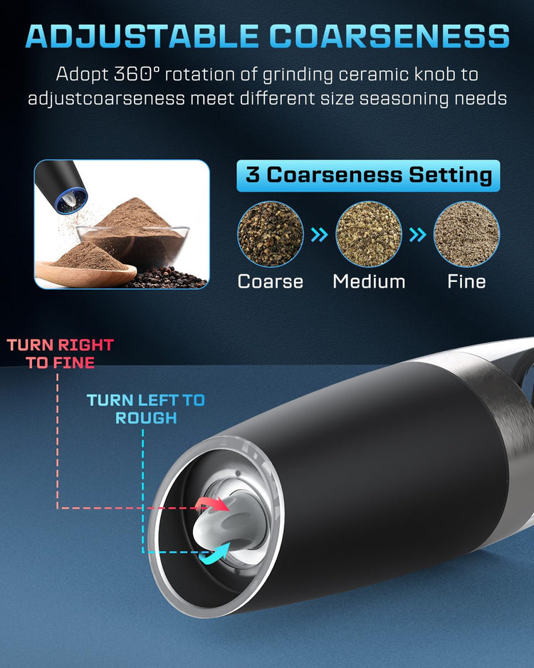 Gravity Electric Pepper and Salt Grinder Set (2 Count)
