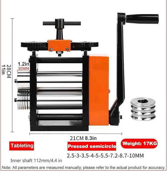 Manual Jewelry Rolling Mill - Hand Crank Metal Press Machine for Wire Shaping, Stretching, and Embossing Patterns - Essential Crafting Tool for Jewelers and Artisans