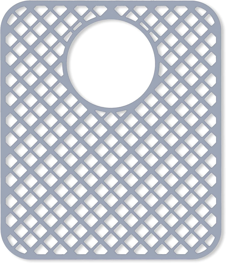 2 Pack Silicone Sink Protectors for Kitchen Sink, Lozenge Pattern 13 x 11 Inches Sink Mat, Non-Slip and Durable Sink Protector Silicone, Rear Drain, Gray