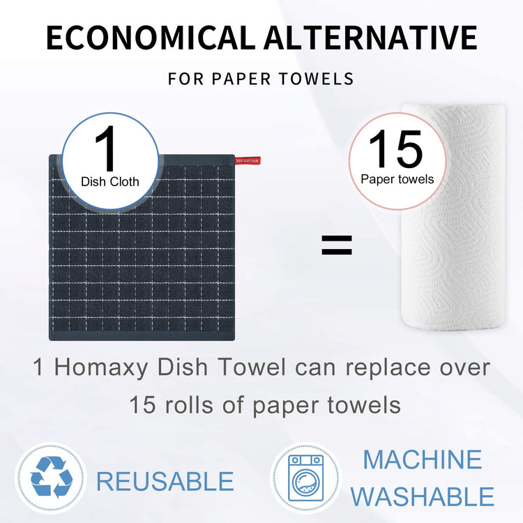 100% Cotton Terry Kitchen Dish Cloths (6 Count)