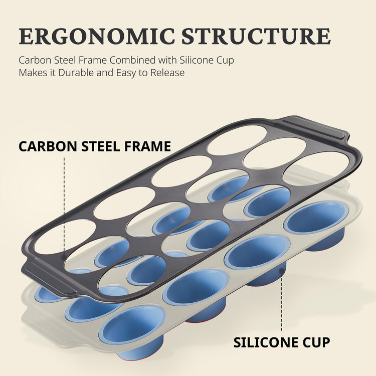 Silicone Muffin Pans for Baking with Metal Frame