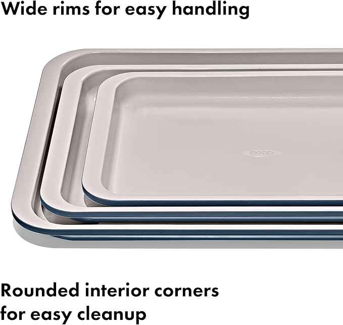 OXO Good Grips Non-Stick Pro Ceramic Coated Metal Bakeware 3-Piece Sheet Pan Set – Storm Blue
