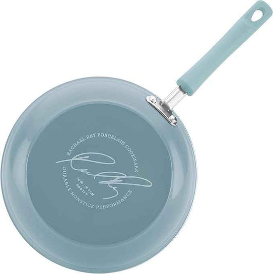 Rachael Ray Brights Nonstick Pots and Pans, Includes Crispy Sheet Baking Pan/Bakeware and Kitchen Cooking Tools, 14 Piece Cookware Set - Sky Blue