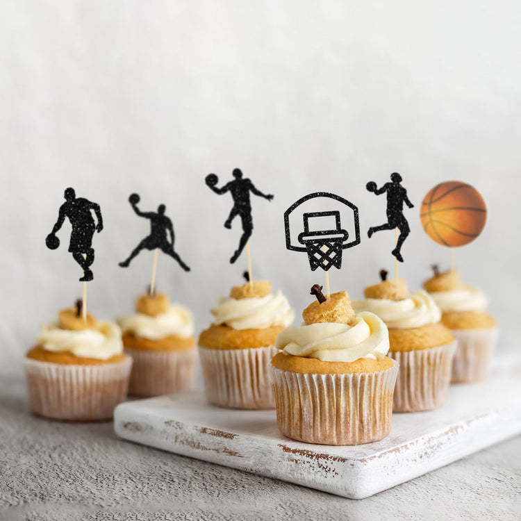24Pcs Basketball Cupcake Toppers Star Sports Fan Basketball Backboard Cupcake Picks Baby Shower Players Sports Theme Birthday Party Cake Decorations Supplies (24 Count)