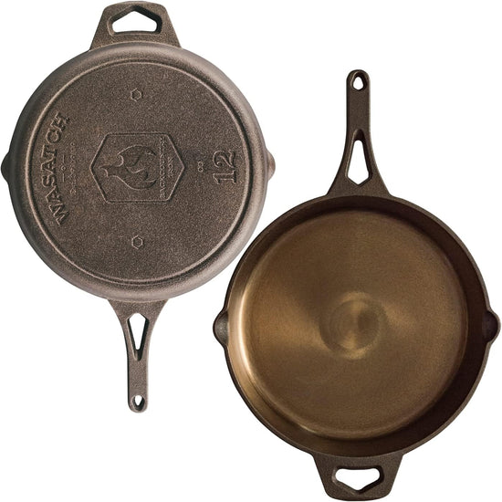 Backcountry Iron 12 Inch Smooth Wasatch Pre-Seasoned Round Cast Iron Skillet - Nestoria