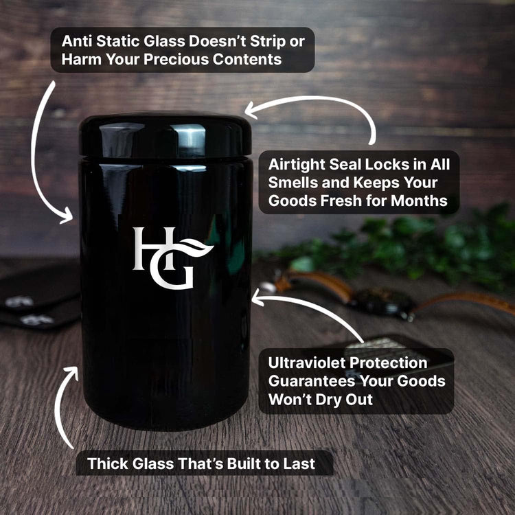 Herb Guard - 2 Oz Airtight Ultraviolet Jar (1 Liter) Keeps Herbs Fresh for Months