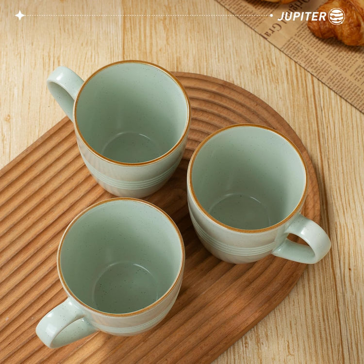 famiware Jupiter Coffee Mugs Set of 4, 14 OZ Coffee Mug, Microwave and Dishwasher Safe, Coffee Cups with Handle for Coffee, Tea, Cocoa, Milk, Light Green
