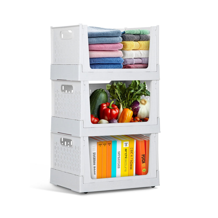 Foldable Stackable Storage Bins with Wheels (3 Count)