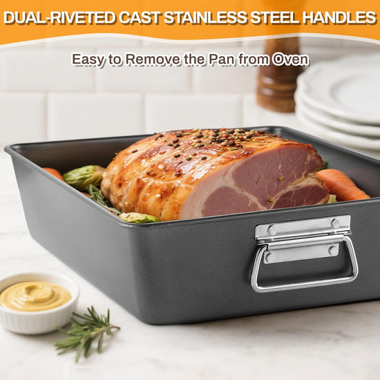 12PCS Nonstick Bakeware Set, Non-Toxic Carbon Steel Baking Pans Set with Wider Grip, Includes Roasting Pan, Cookie Sheet, Cake Pans, Muffin Pans, Cooling Rack, Oven Mitts, Easy Release - Nestoria