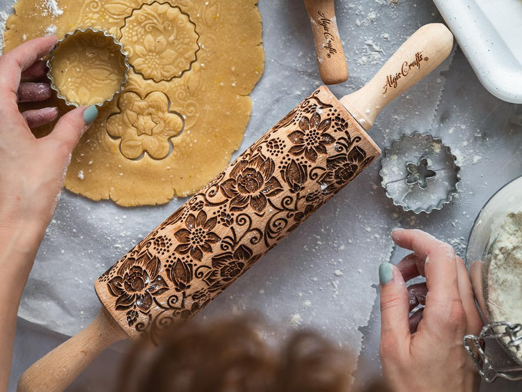 Embossing Rolling Pin BLOOMY with Floral Pattern