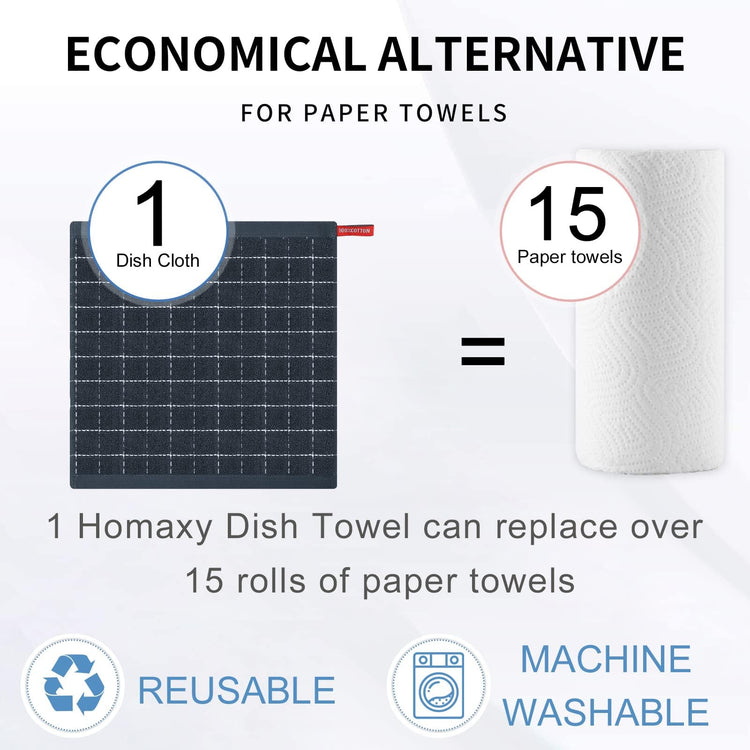 100% Cotton Terry Kitchen Dish Cloths (8 Count)