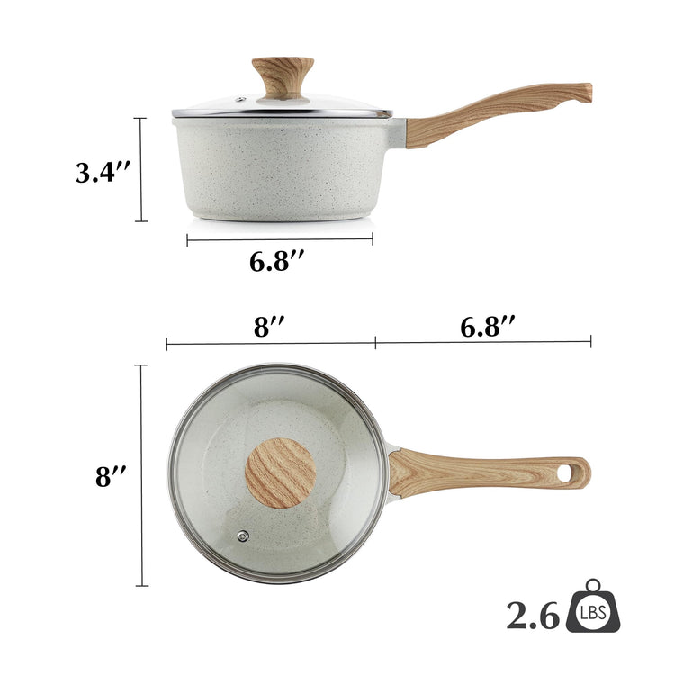 2.5 QT Ceramic Nonstick Saucepan with Lid
