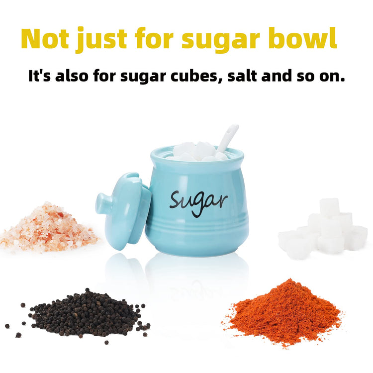 Ceramic Sugar Bowl with Lid and Spoon 12oz