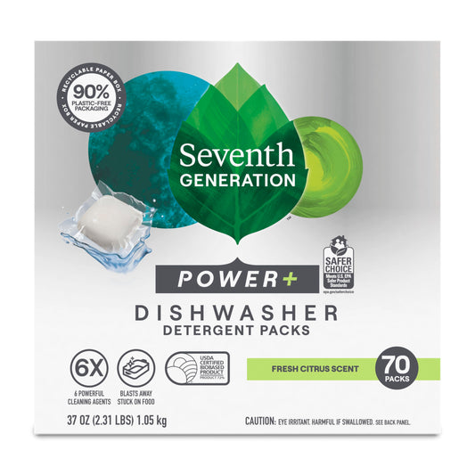 Power+ Dishwasher Detergent Packs Fresh Citrus scent 1 for sparkling dishes Dishwasher tabs 70 count (70 Count)