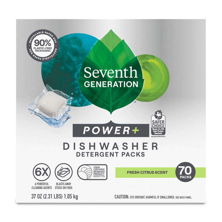 Power+ Dishwasher Detergent Packs Fresh Citrus scent 1 for sparkling dishes Dishwasher tabs 70 count (70 Count)