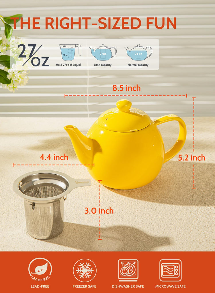 Teapot Porcelain Tea Pot with Stainless Steel Infuser