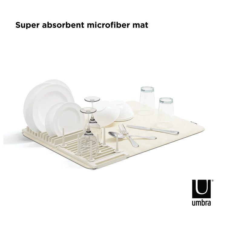 Udry Dish Rack with Movable Pegs and Microfiber Drying Mat