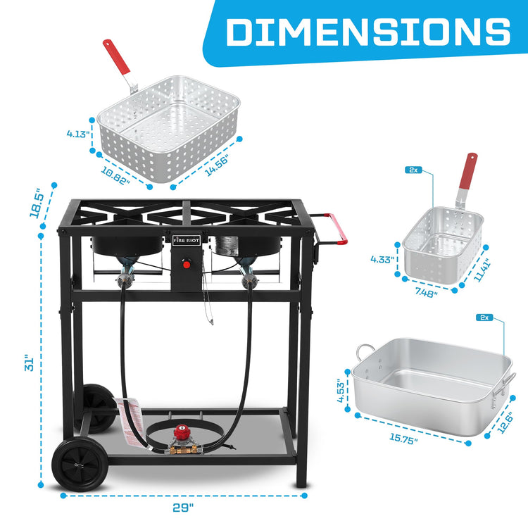 Deep Fryer with Double Burner Propane Stove Outdoor