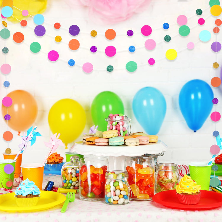 10 Pieces Circle Garland Party Paper Dot Banners (131 Foot)