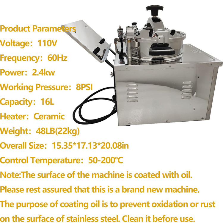 16L Commercial High Pressure Fried Chicken Stove Chicken Deep Fryer Electric Countertop Pressure Fryer with a Fitted Timer 110V 2.4KW