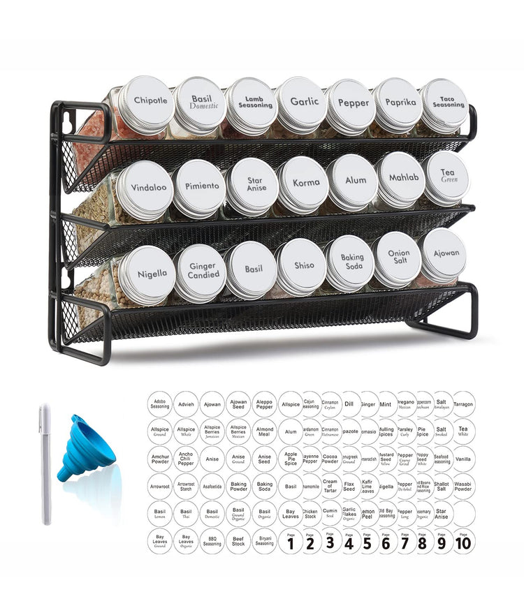 Spice Rack Organizer with 21 Spice Jars (21 Count)