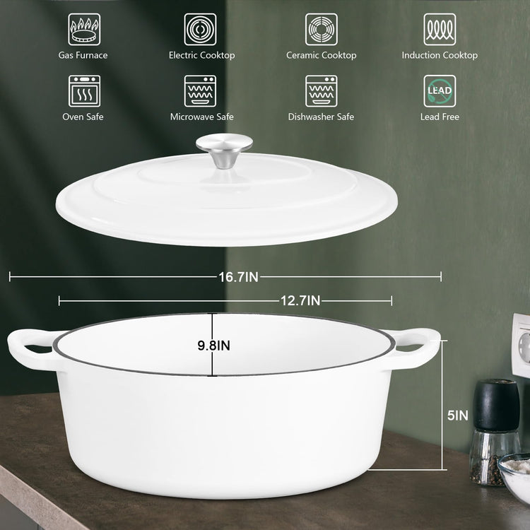 7 Quart Oval Dutch Oven with Lid