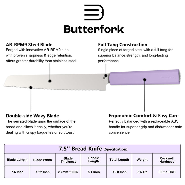 7.5" Serrated Bread Knife for Homemade Bread