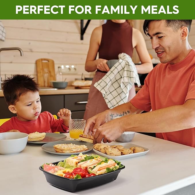 Glotoch 50 Pack (100-Piece) 32 oz 1 Compartment Meal Prep Containers with Lids, Plastic Food Storage Containers for Lunch, Microwave, Freezer, and Dishwasher Safe Take out Containers